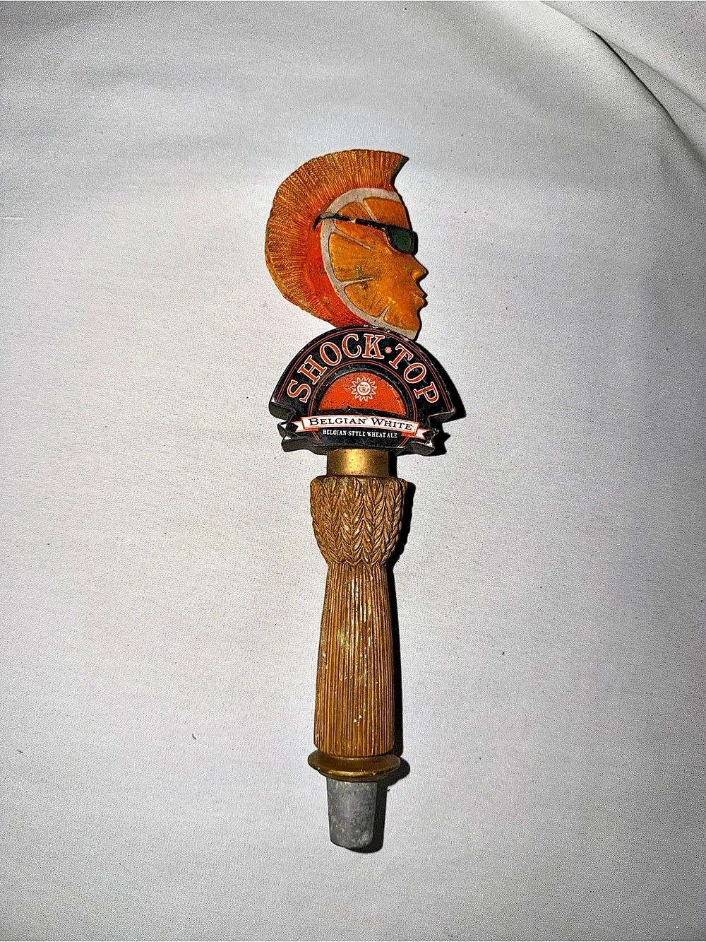 Shock Top Belgian White Wedgehead Tap Handle Brown & Black